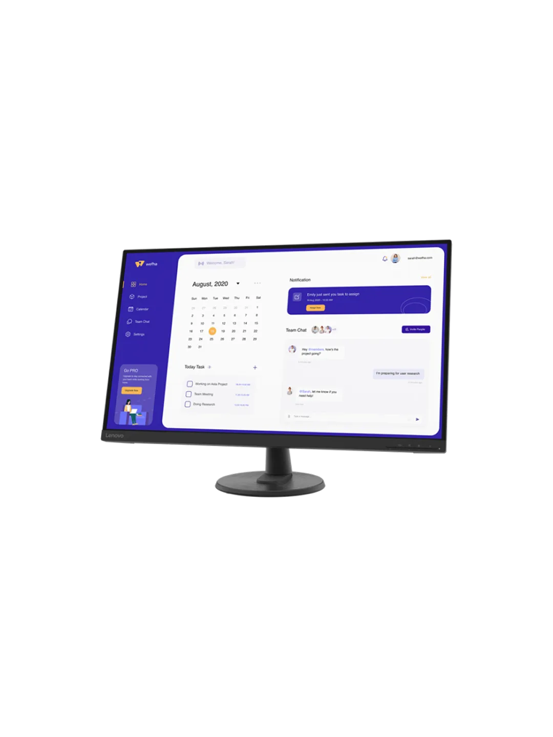 Lenovo - 32 D32-45  Monitor, VA, 60Hz, 4mc, FHD(1920x1080), HDMI, Black — 4